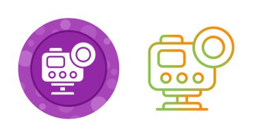 Beyaz arkaplanda izole edilmiş kamera simgeleri. Renkli ana hat sembolü. vektör illüstrasyonu