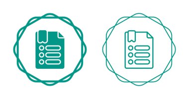 Dairesel sınırlar içinde özetlenmiş iki belge simgesi