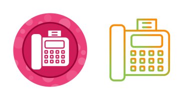 Dairesel arkaplana sahip renkli faks makinesi simgeleri