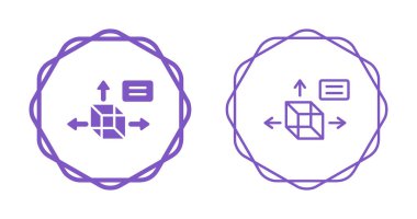 Küp hareketlerini gösteren mor geometrik simgeler
