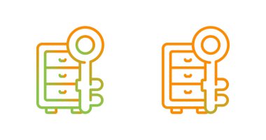 Dolap çekmecesi kilidi izole edilmiş simge, kilit vektör simgesi ve düzenlenebilir vuruşlu dolap 