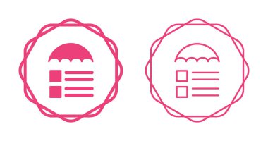 Kontrol listesi simgelerini gösteren pembe şemsiye simgeleri