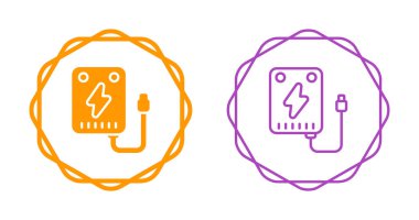 Güç bankası hattı simgesi. Beyaz arkaplanda modaya uygun düz bir sembol. Tasarım için web şarkısı.