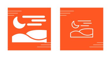 Hilal şekilli minimalist gece manzarası