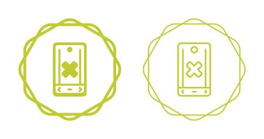 Geniş x sembolleri gösteren iki ana hatlı akıllı telefon