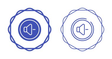 Dairesel sınırları olan iki mavi hoparlör simgesi