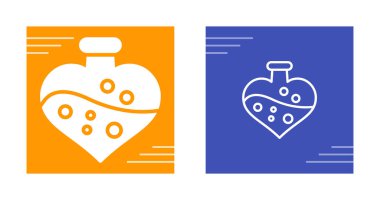 İçinde kabarcıklar olan kalp şeklinde iksir şişeleri.