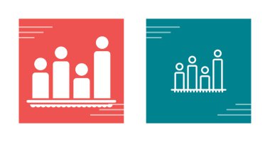 Beyaz arkaplan, düz tasarım vektör illüstrasyonunda izole edilmiş bar grafik simgeleri kümesi.