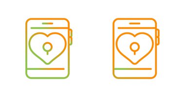 Randevu uygulaması simgeleri. Kalp sembollü akıllı telefonlar, vektör illüstrasyonu