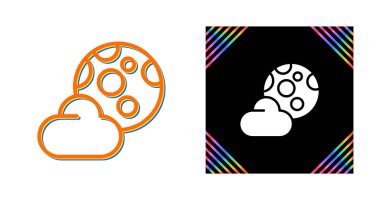 Ay ve bulut simgeleri ayarlandı, vektör illüstrasyonu basit tasarım