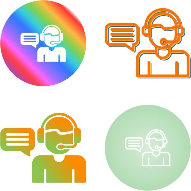 Yardım simgesi, mikrofonlu kulaklık takan adam.