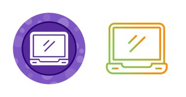 Dairesel arkaplanı olan iki renkli dizüstü bilgisayar simgesi