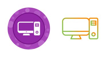 Masaüstü Bilgisayar Simgesi, Beyaz Arkaplanda Yalıtılmış Pc 'nin Vektör Sembolü 