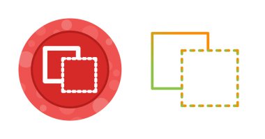 Kırmızı dairesel simge içinde üst üste binen kareler