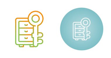 Dolap çekmecesi kilidi izole edilmiş simge, kilit vektör simgesi ve düzenlenebilir vuruşlu dolap 