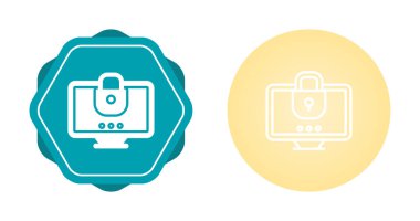 Beyaz arkaplanda izole edilmiş kilit simgelerine sahip bilgisayar ekranları, vektör illüstrasyonu 