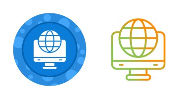 Küresel Simge, Basit Vektör İllüstrasyonu Beyaz Arkaplanda İzole Edildi 
