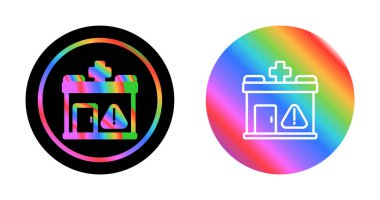 Beyaz arka planda uyarı işaretleri olan hastane binalarının vektör kümesi      