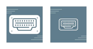 Mavi arkaplanda iki dikdörtgen elektronik konnektör