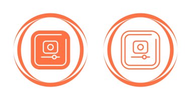 Kare kasalar içeren iki turuncu dairesel simge