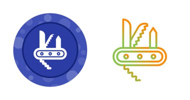 Aletleri genişletilmiş renkli İsviçre ordu bıçak simgesi