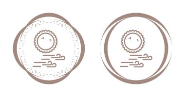 Beyaz arkaplanda izole edilmiş güneş ve rüzgarlı hava simgeleri, vektör illüstrasyonu 