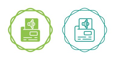 Dairesel sınırlar içinde iki ses oynatıcı simgesi