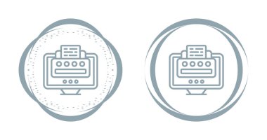 Beyaz arkaplanda bilgisayar ekranı simgesi olan yazıcılardaki belgeler izole edildi. vektör