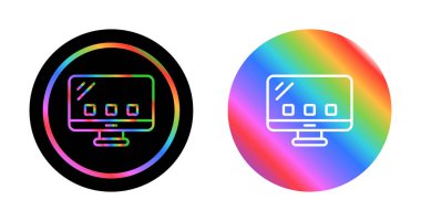 Bilgisayar Basit Simgesi, Beyaz Arkaplanda Vektör İllüstrasyonu 