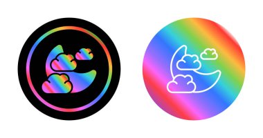 Bulutlu bir ay kümesi, beyaz arkaplanda izole edilmiş ay ışığı simgeleri. vektör illüstrasyonu 