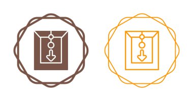 Two graphics showing a package or box with a downward arrow and dots, representing download or install.