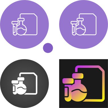 Laboratuvar şişeleri ve belge sembollerinin yer aldığı renkli bilim simgeleri 