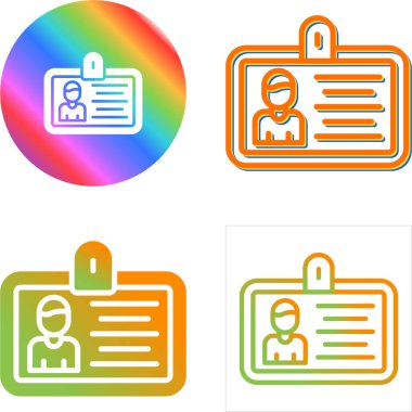 Beyaz arka planda izole edilmiş kimlik kartı ikonu. vektör illüstrasyonu 