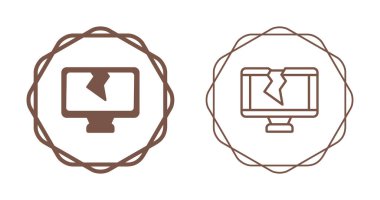Dairesel sınırları olan kırık bilgisayar monitörü simgeleri