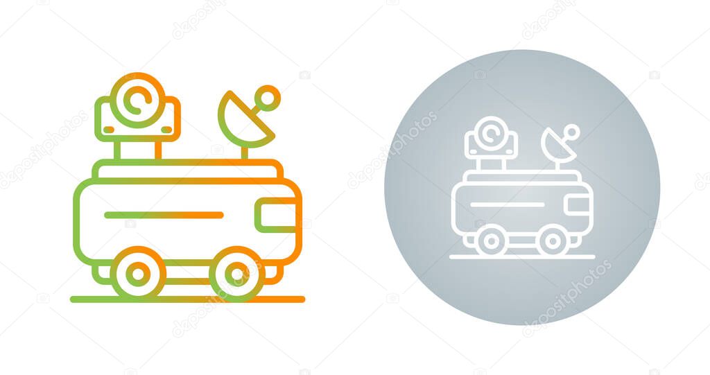 Van an antenna outline vector icon. Thin line black van an antenna icon, flat vector simple element illustration from editable mechanicians concept isolated stroke on white background