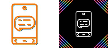 beyaz arkaplanda sohbet simgesi olan satır akıllı telefonu. 