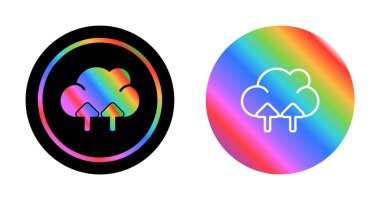 Bulut simgesi olan gökkuşağı simgesi. gökkuşağı gradyan tasarımı. vektör illüstrasyonu.