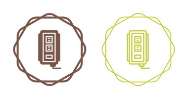 Dairesel çerçeveler içinde iki ana hatlı elektrik şarj aleti