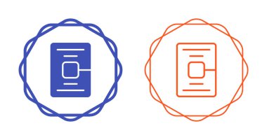 Dairesel sınırlar içinde mavi ve turuncu belge simgeleri