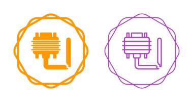 Dairesel sınırları olan iki renkli turbo şarj simgesi