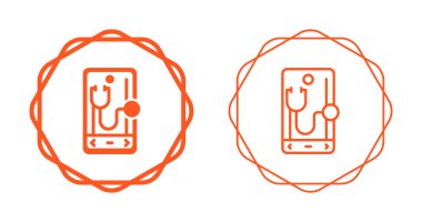 Akıllı telefon tanısı, doğrusal simge. Steteskop ve akıllı telefon. Düzenlenebilir vuruşlu satır