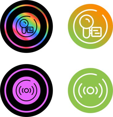 Soyut teknoloji tasarımları içeren renkli dairesel simgeler