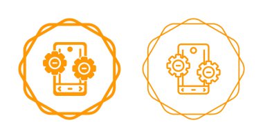 Turuncu akıllı telefon simgeleri içinde iki vites içeriyor.