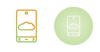 Beyaz arkaplanda yeşil çizgi bulutu hesaplama simgesi izole edildi. Bulut, ağ, veri depolama. Veri depolama ağı. soyut çember rastgele noktalar.