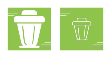 Yeşil arkaplanda beyaz çöp kutusu simgeleri