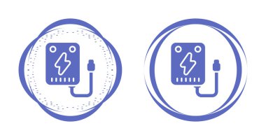 Güç bankası hattı simgesi. Beyaz arkaplanda modaya uygun düz bir sembol. Tasarım için web şarkısı.