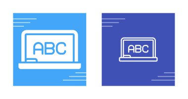 ABC ile dizüstü bilgisayar, e-öğrenme simgesi, beyaz arkaplanda izole 