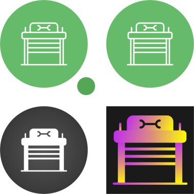 Beyaz arkaplandaki tamir dükkanları simgeleri, vektör illüstrasyonu  