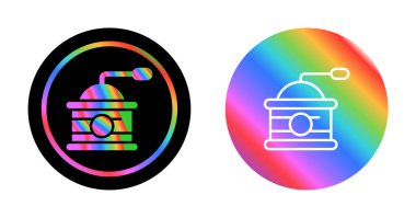 El kahve öğütücüsü ikonu, neumorfizm tarzında. İş simgeleri, beyaz UI, UX. Kahvaltı sembolü. Eski, eski, kahve çekirdekleri, mutfak, kafeterya