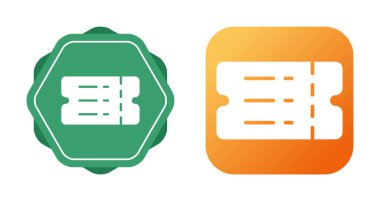 Yeşil rozetli ve turuncu kareli iki bilet ikonu.